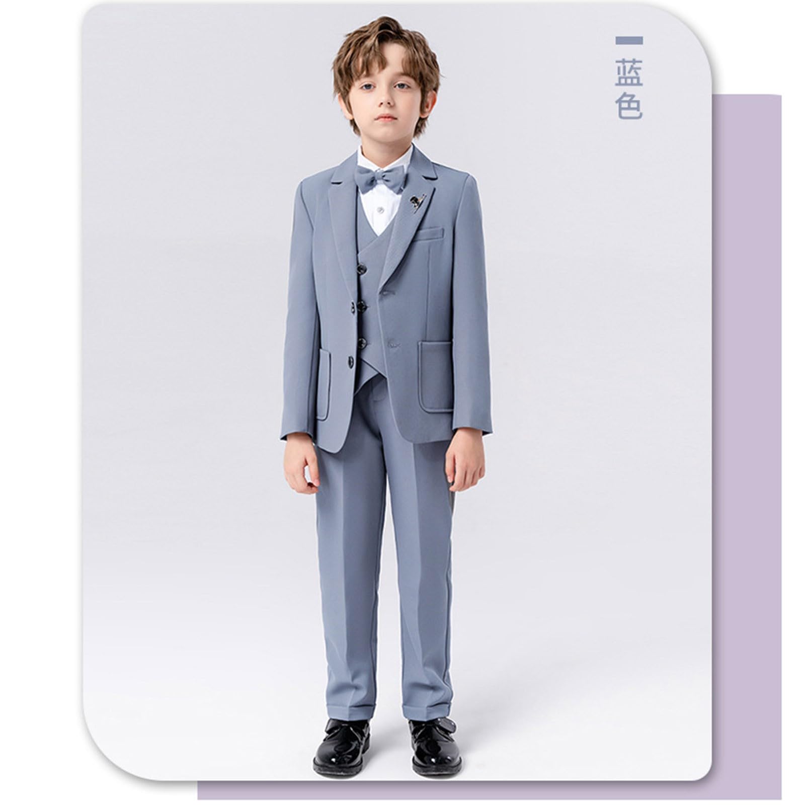 Generisch Kleinkind Baby Frühlings Karo Langarm Hemd Hose Mantel Fliege Outfit Set 5-teiliger