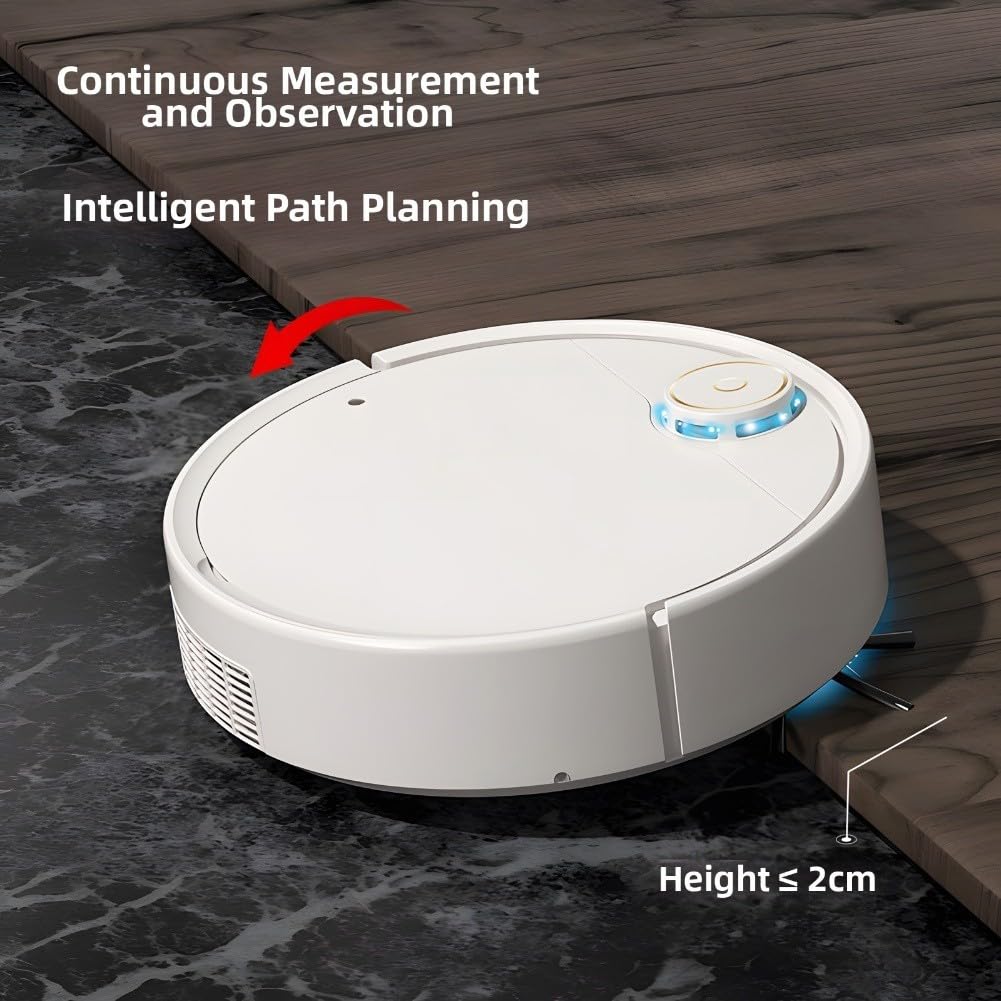 Smart Robot Aspirapolvere con Mop e Umidificatore 5 in 1 Aspirazione Spazzante Navigazione Silenziosa per Pavimenti duri Tappeti 28x28x9.3cm (IS30A (bianco) spray)