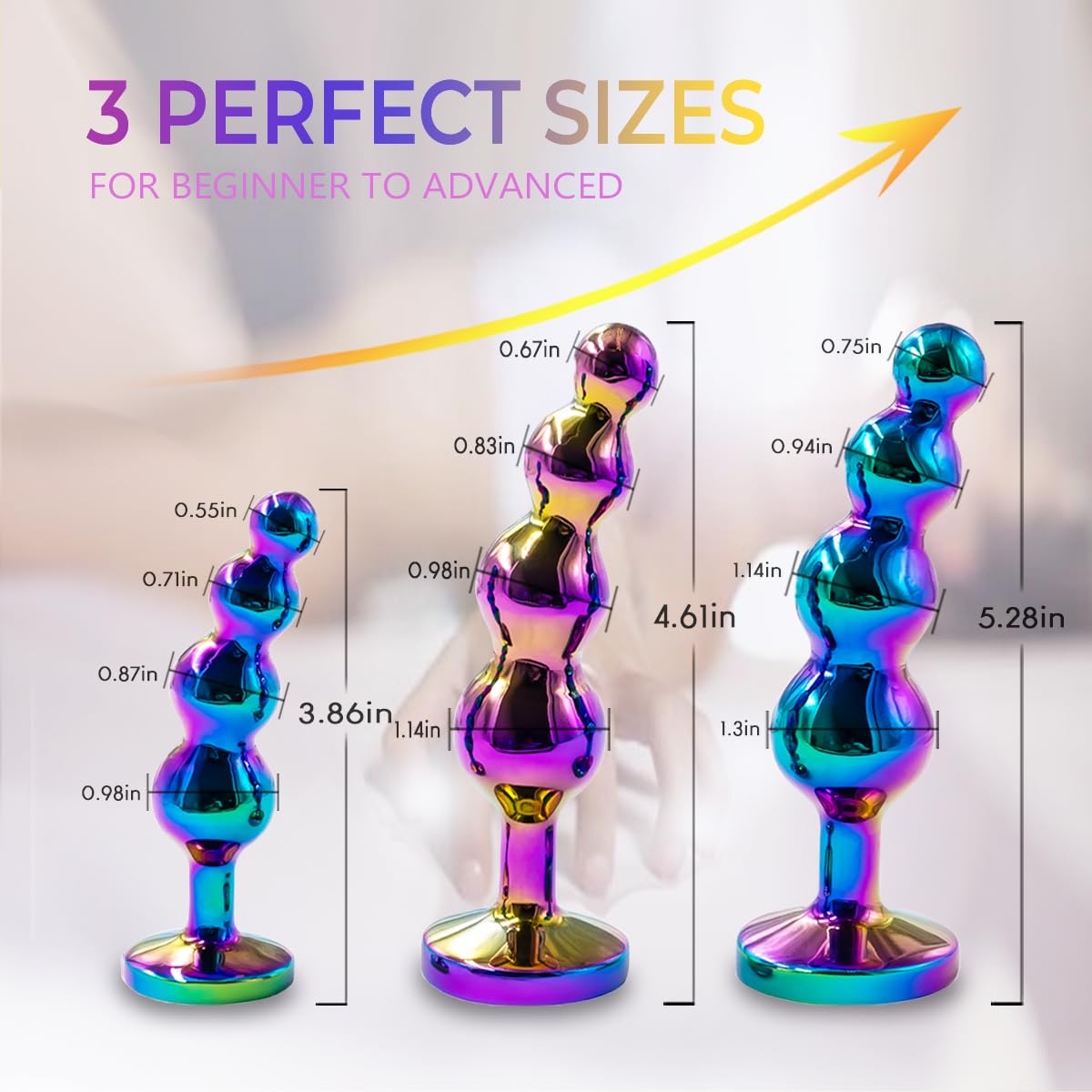 3 PCS Metal Anal Butt Plug Sex Toys,Gilingirl Stainless Steel Butt Beads with Jewelry Design for Women Men and Couple,Prostate Massager Anal Training Set Adult Toys for Beginners