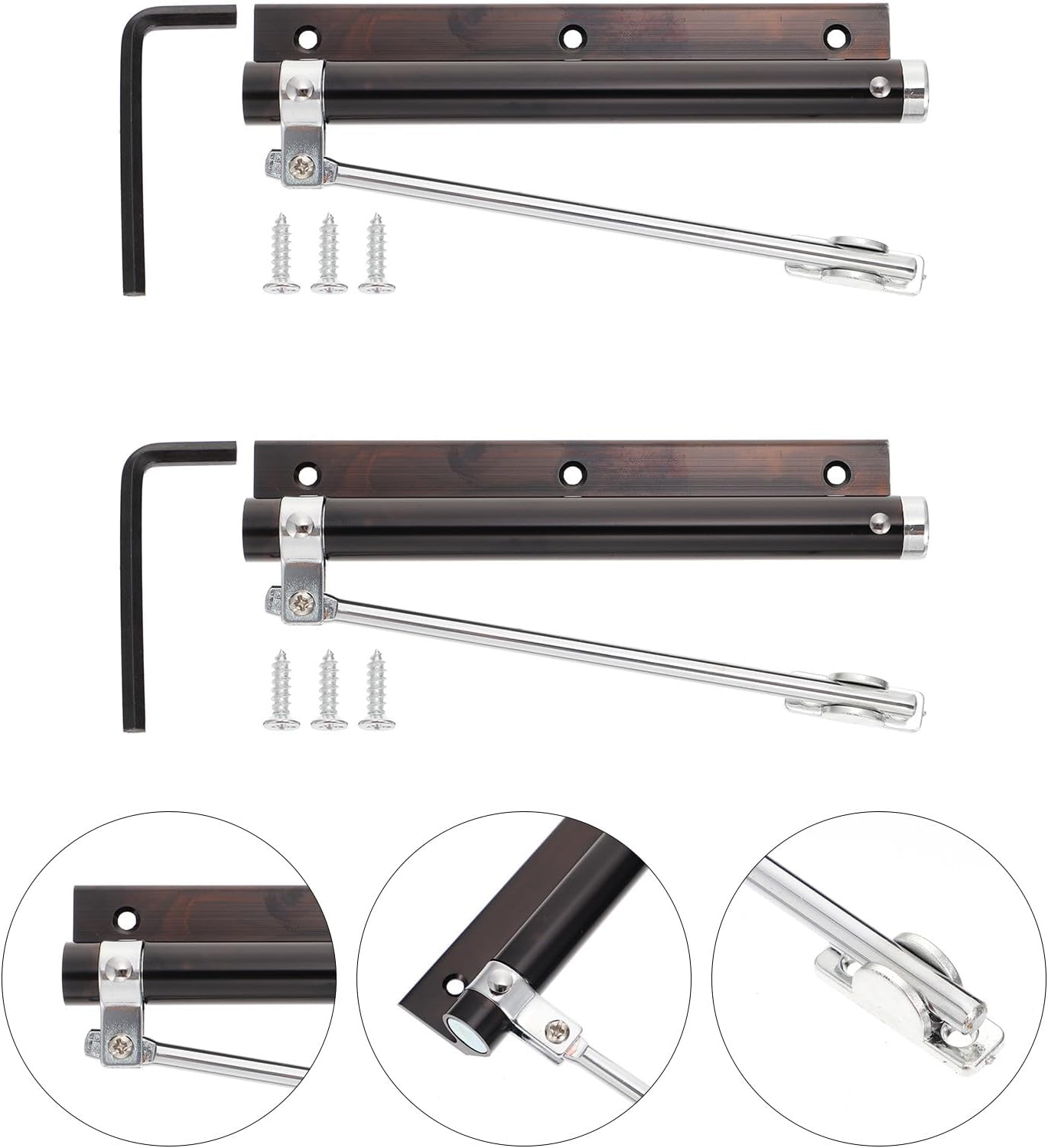 2Pcs Lightweight Automatic Door Closer Buffer with Adjustable Closing Rate Steel Spring for Home Use, Fire-Resistant Black Door Closing Hardware