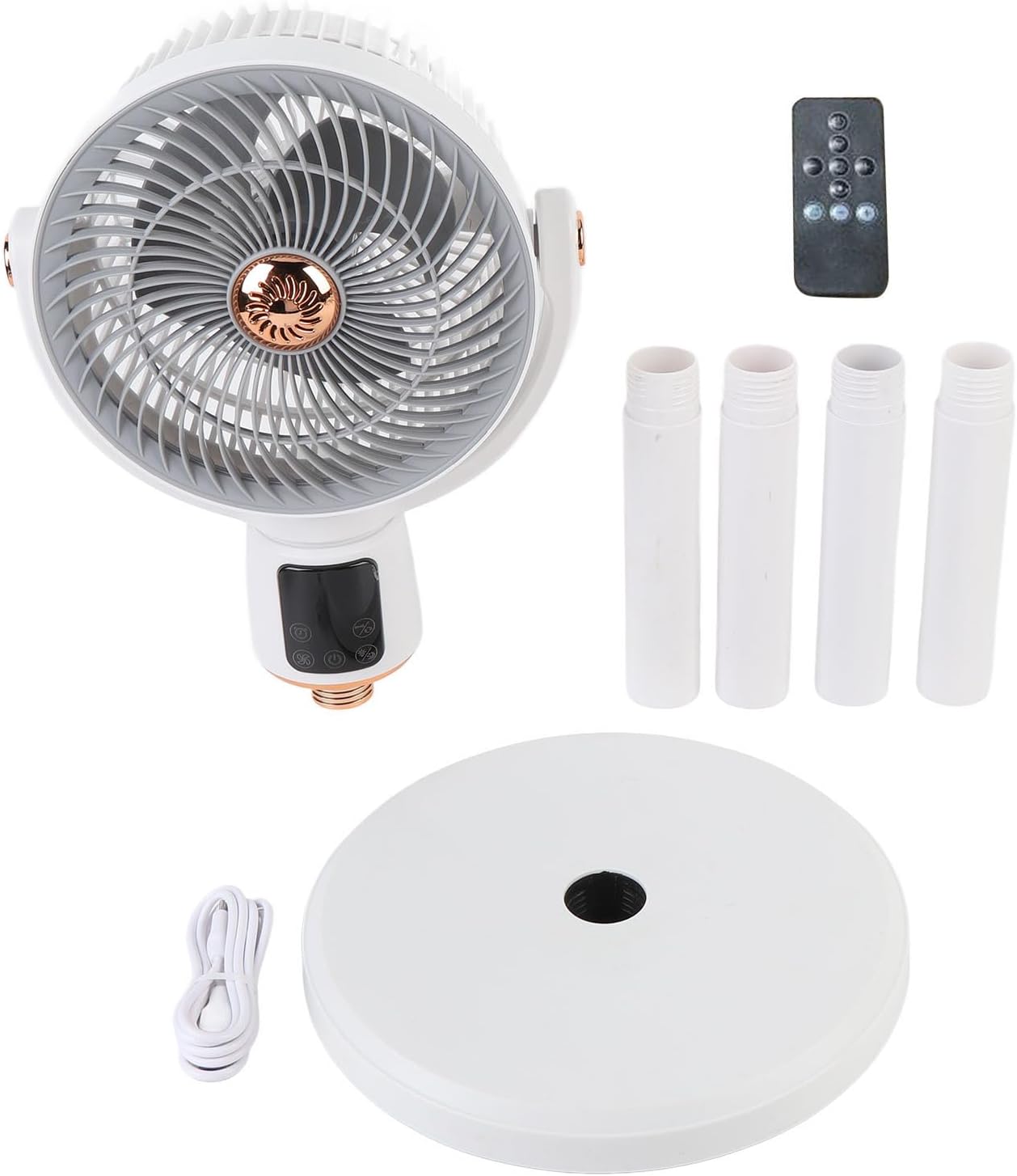 Haofy Oscillating Standing Fan, Robust Motor with Wing Shaped Blades 12 Speeds Adjustable Height 3D Oscillation 12H Timer Remote Control, with Multifunctional Remote for Bedroom Dorm