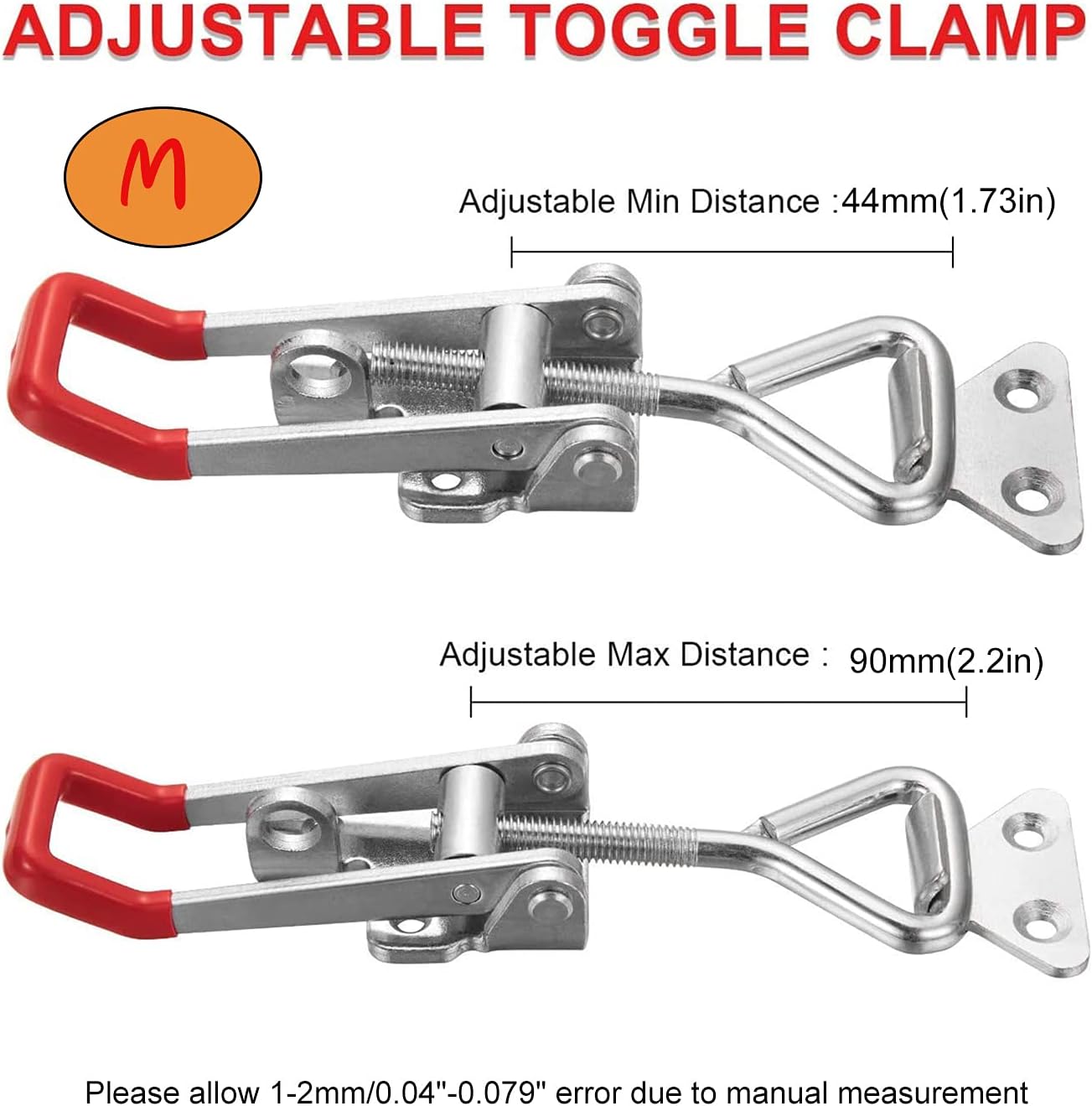 2PC 304 Stainless Steel Adjustable Lever Handle Lock Hasp Cabinet Box Latches Quick Release Toggle Latch Clamp Clasp Toolbox Case Hasp Hardware With Screws (Medium)
