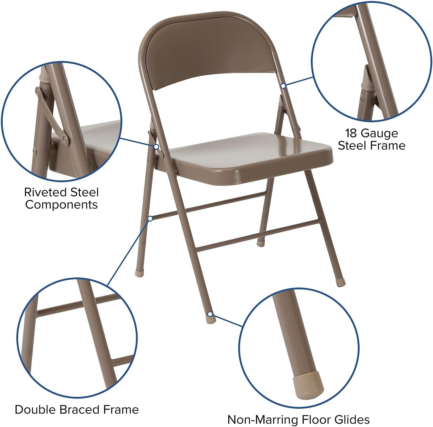 Close-up of Flash Furniture HERCULES Series chair features including double braces and non-marring glides