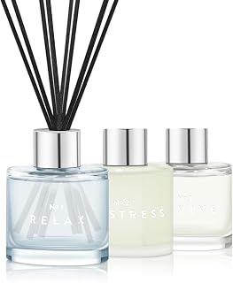 DIUFJAG 3 Pack 50ml Reed Diffuser Set - Lavender Jasmine Freesia Aromatherapy Air Freshener with 12 Black Fiber Reeds for Bedroom Bathroom Office