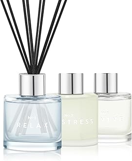 3 Pack Fragrance Reed Diffuser, 50ML Lavender Jasmine Freesia Aromatherapy Diffuser Set with 12 Black Fiber Sticks,Air Freshener for Bedroom Bathroom Office, 8.2X 6.6X 2.1 inch