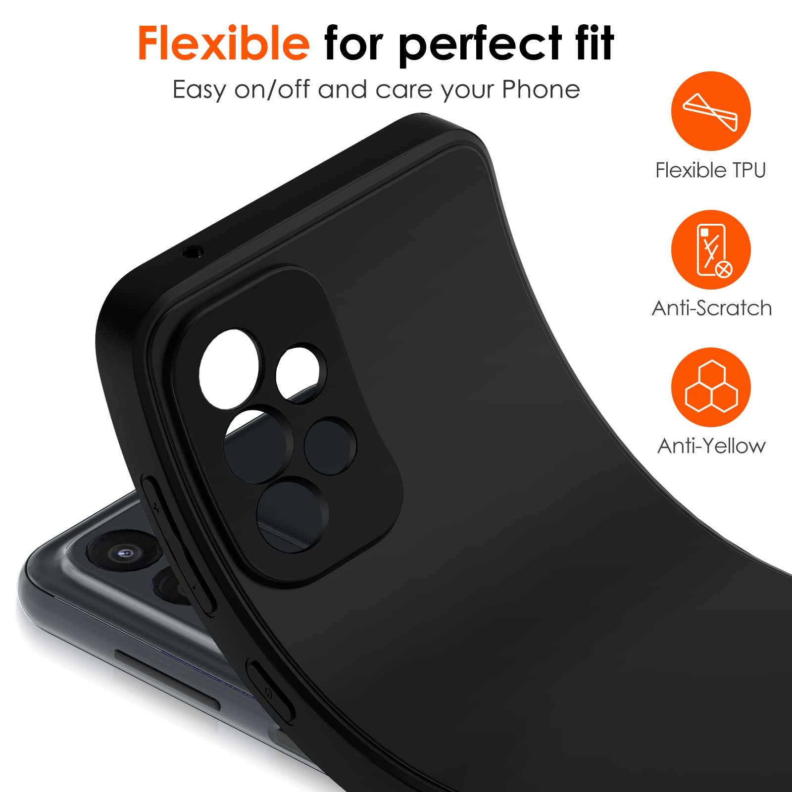 iVoler Cover in Silicone per Samsung Galaxy A23 5G con Protezione Della Fotocamera, Ultra Sottile Custodia in TPU Morbida Anti-Graffio Antiurto Protettiva Case, Nero