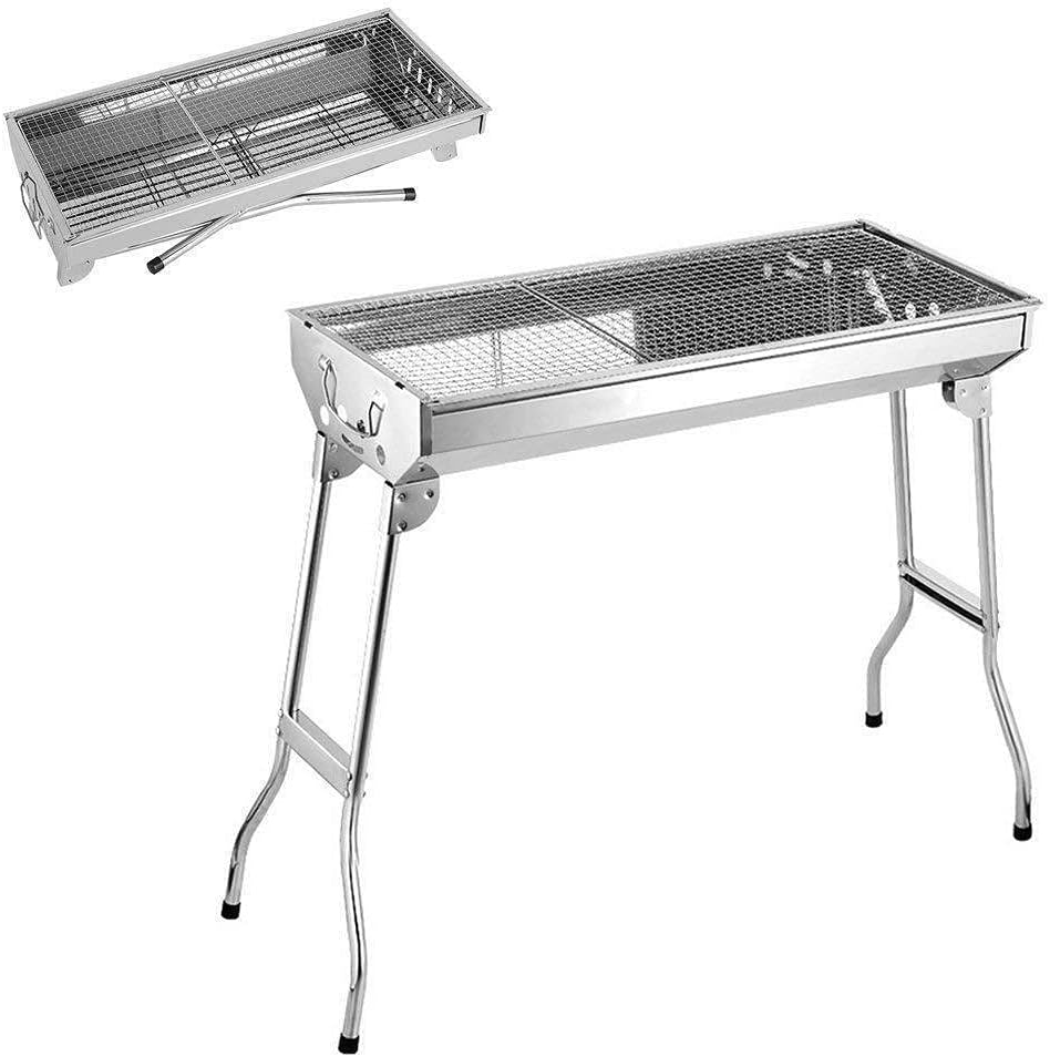 Charcoal BBQ Grill Set, Portable Stainless Steel Small Roaster Foldable