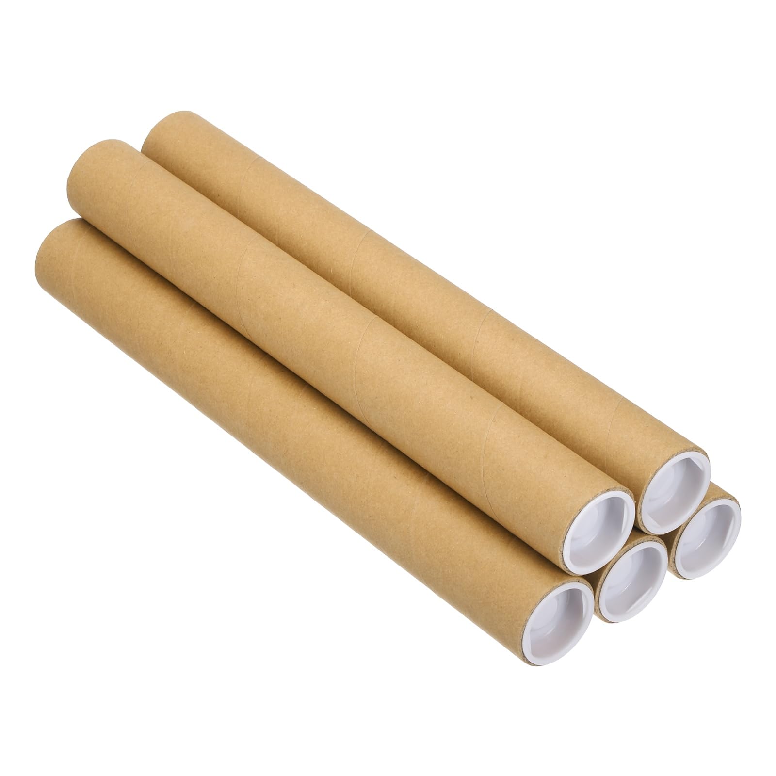 PATIKIL Postal Tube, (300 x 30mm, Brown) (5 Set) Kraft Mailing Tubes Poster Packaging Tube with Caps, Suit for - Shipping Storing Protecting Posters/Artwork Documents/Blueprint
