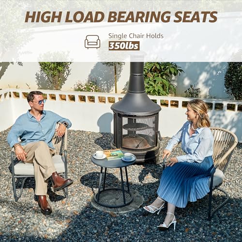 Natural Expressions NE-S3309C-RM0020-3-GY Outdoor Bistro Set, 3 Piece Patio Furniture Rocking Chairs Set Of 2, No Assembly Required Balcony Porch Chair Metal Table 9 Inch Thick Cushion thumb #7