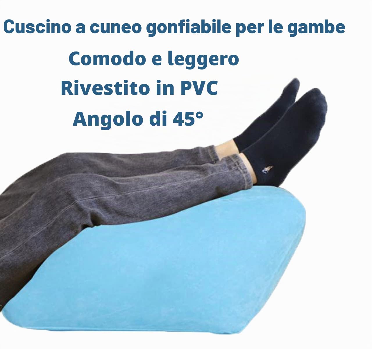 Cuscino gonfiabile a cuneo per l'altezza della gamba - cuscino di sgabello di sostegno della gamba per gli anziani gonfiori in letto Sollievo dal dolore della circolazione, 20 "x 16" x 10", Set di 1