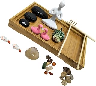 TOYANDONA Zen Garden Kit for Desk 1 Set Zen Garden Kit Zen Garden Office Bamboo Sand Table Japanese Zen Sand Garden