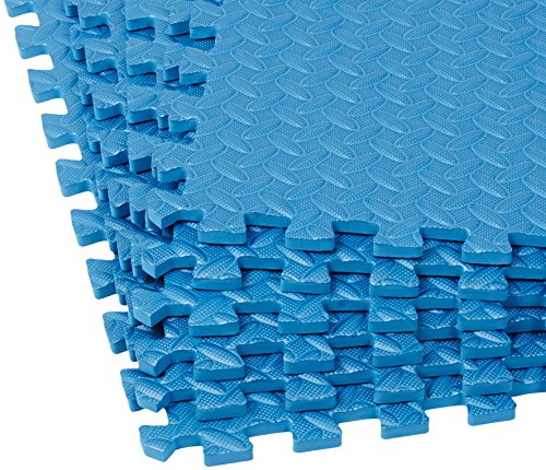 AmazonBasics EVA Foam Interlocking Exercise Gym Floor Mat Tiles - Pack of 6, 24 x 24 x .5 Inches, Blue