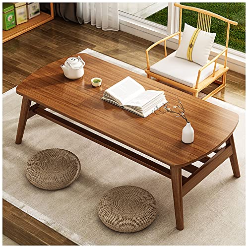 Mesa japonesa de altar bajo para meditación, mesa de café, mesa de té pequeña para sentarse en el suelo, mesa de ventana para comedor y prácticas espirituales (color: marrón. Tamaño: 80 x 55 x 44 cm)