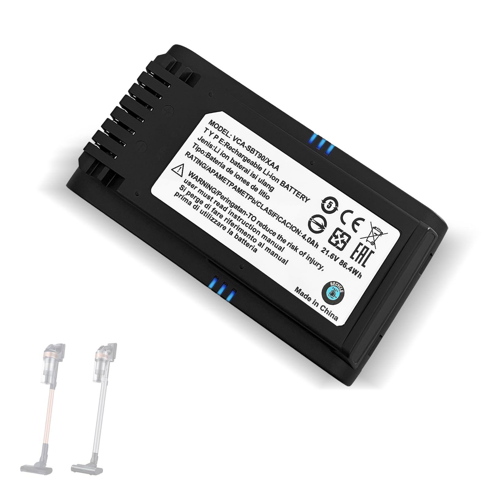 Batteria da 4.0Ah per Samsung VCA-SBTA60 VCA-SBT90 VCA-SBT90EB, compatibile con gli aspirapolvere senza fili Samsung JET60 JET65 JET70 JET75 JET90. Non per gli aspirapolvere delle serie Jet 85 JET95 e