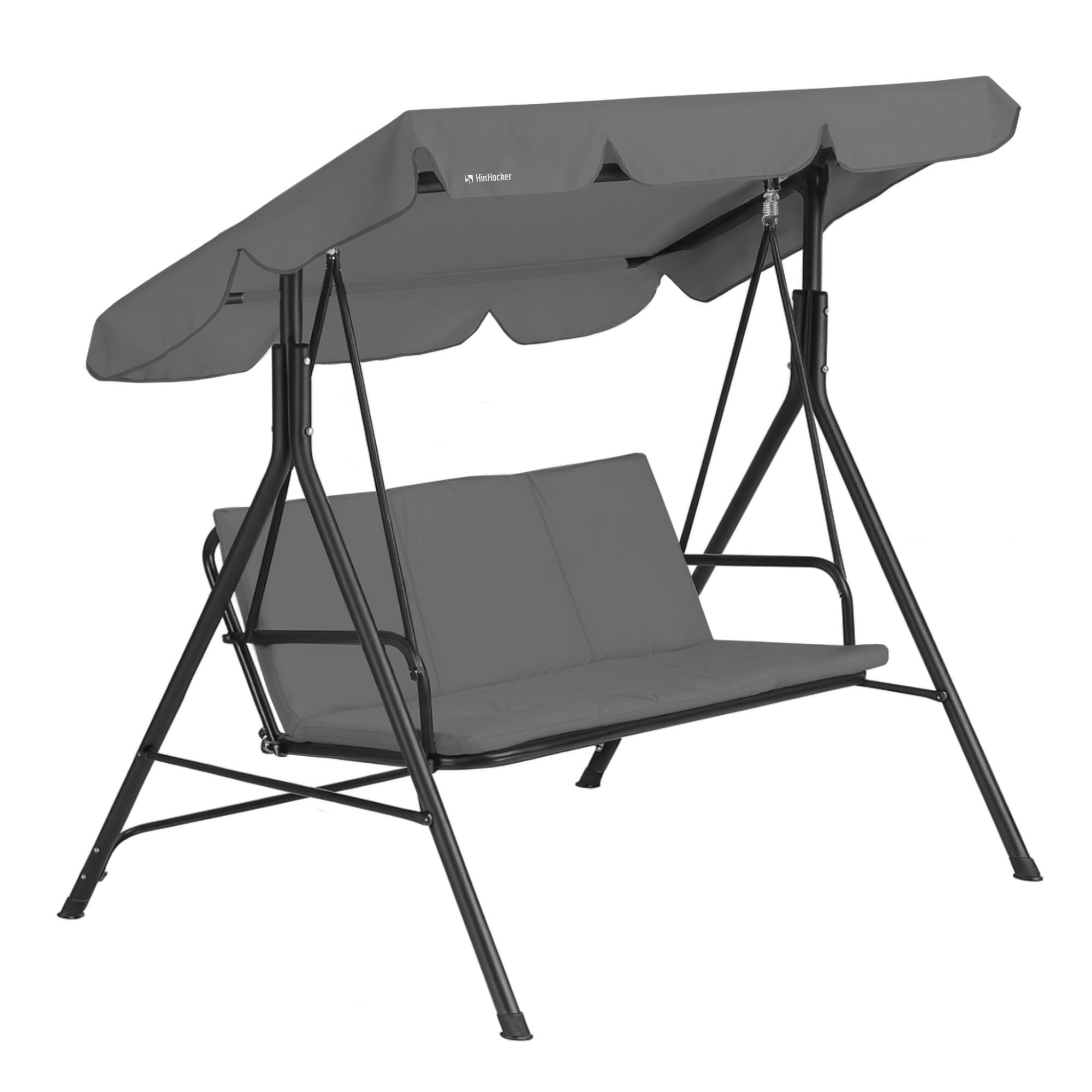 Balancelle 3 places avec toit pare-soleil | Gris | Charge maximale : 250 kg | Chaise à bascule, banc à bascule pour extérieur | Balancelle de jardin, fauteuil à bascule | Bascule souple