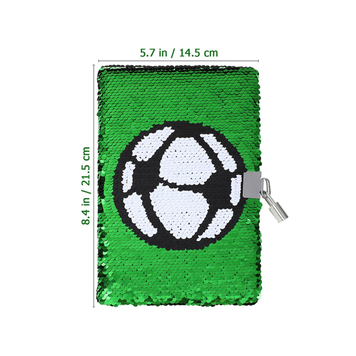 Diario a Tema Calcio con con e Paillettes Reversibili 2 Taccuino Sportivo Verde in Carta per Ragazzi e Ragazze, per Feste Sportive e Viaggi