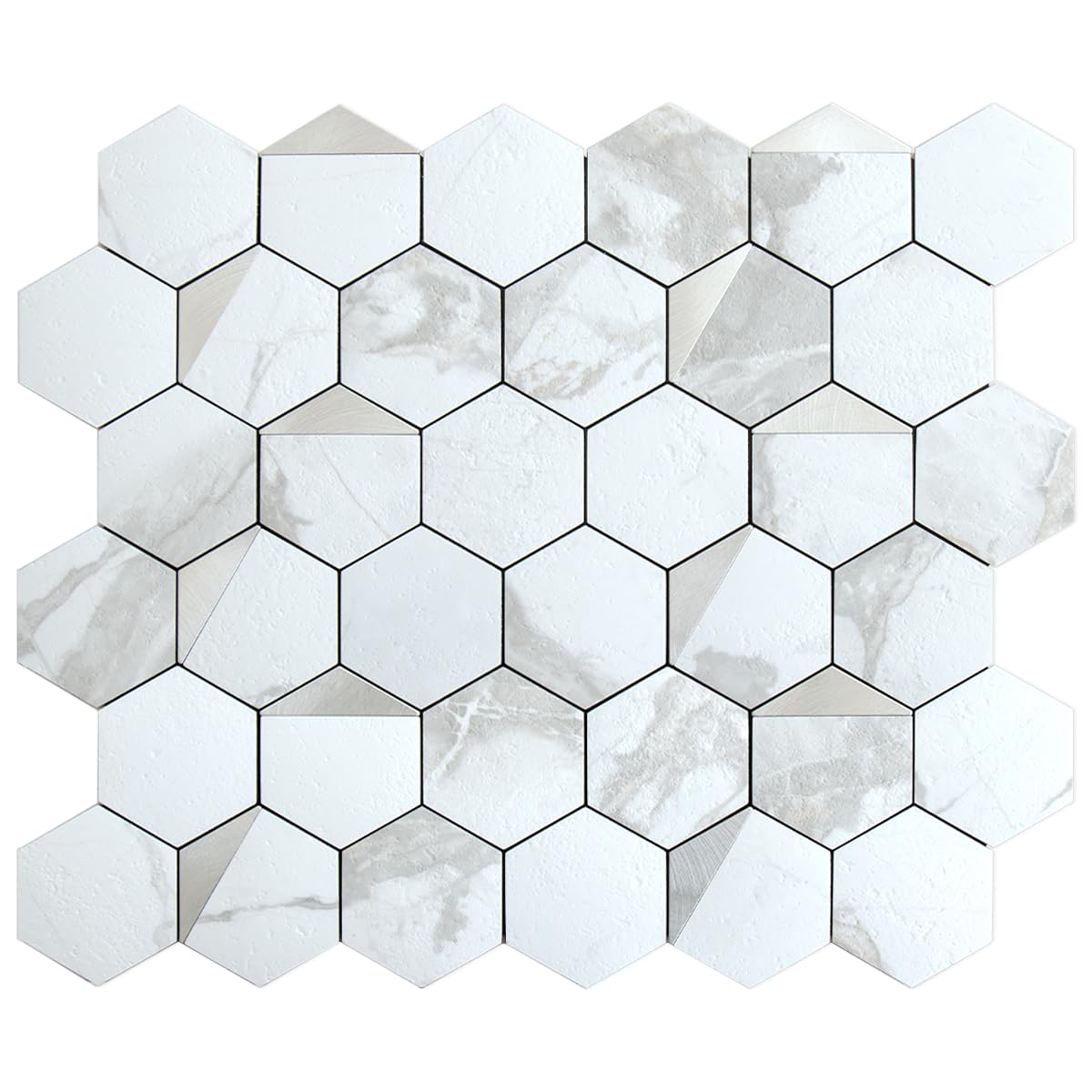 DICOFUN White Hexagon Tile Peel and Stick Backsplash