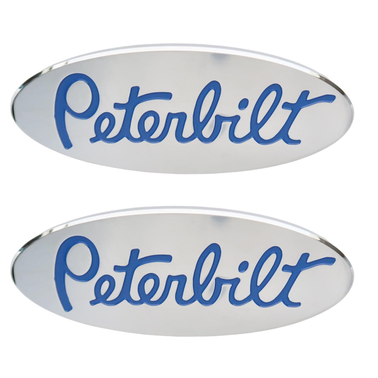 2pcs Logo Name Emblem Badge Plate Custom CNC Aluminum 6061 Fit for Peterbilt Hood Accessory Grille Fender (Blue)
