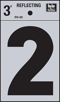Self Stick Reflective Letter Number [Set of 10] Number 2