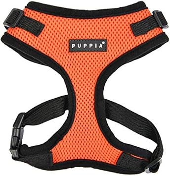 Puppia Ritefit Dog Harness small dog and medium dog harness - Adjustable and Super soft in many colours - Also usable as Puppy Harness - Anti Pull Dog Lead, Orange, M