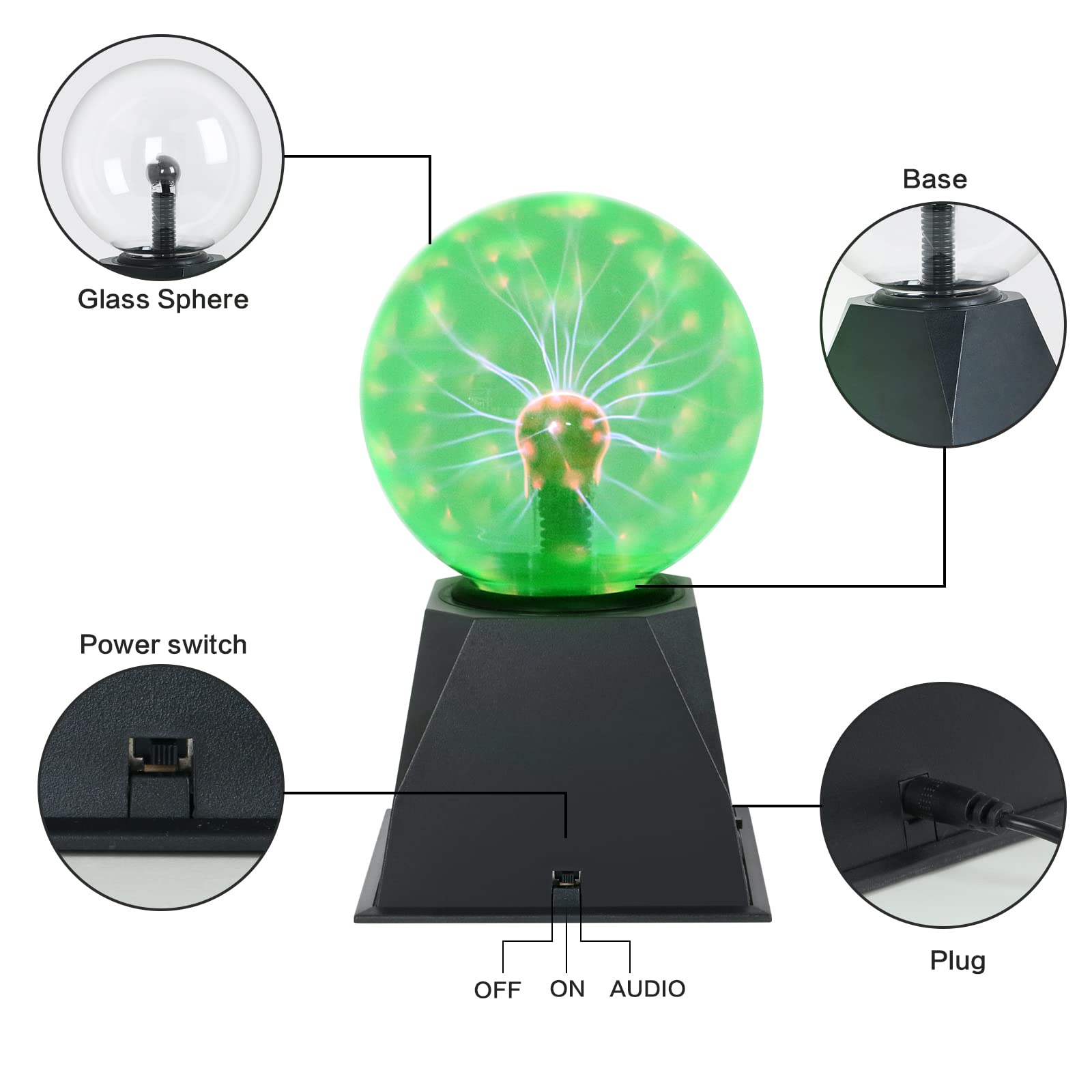 Lampe Boule De Plasma 5 Pouces Lumière Rouge - Sphère Ionique Tactile Et Vocale Pour Décoration Et Ambiance