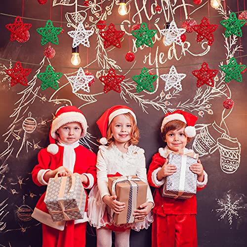 Stmk 15 Pcs Christmas Star Shaped Rattan Balls Decoration, 2.36 Inch Red White And Green Star Shaped Wicker Balls For Christmas Home Decor Diy Vase Bowl Filler Ornament Wedding Table Decoration #TOP5