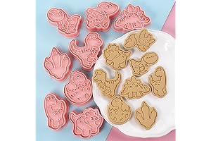 8 Piece Dinosaur Cookie Cutters With Plunger Stampers Set
