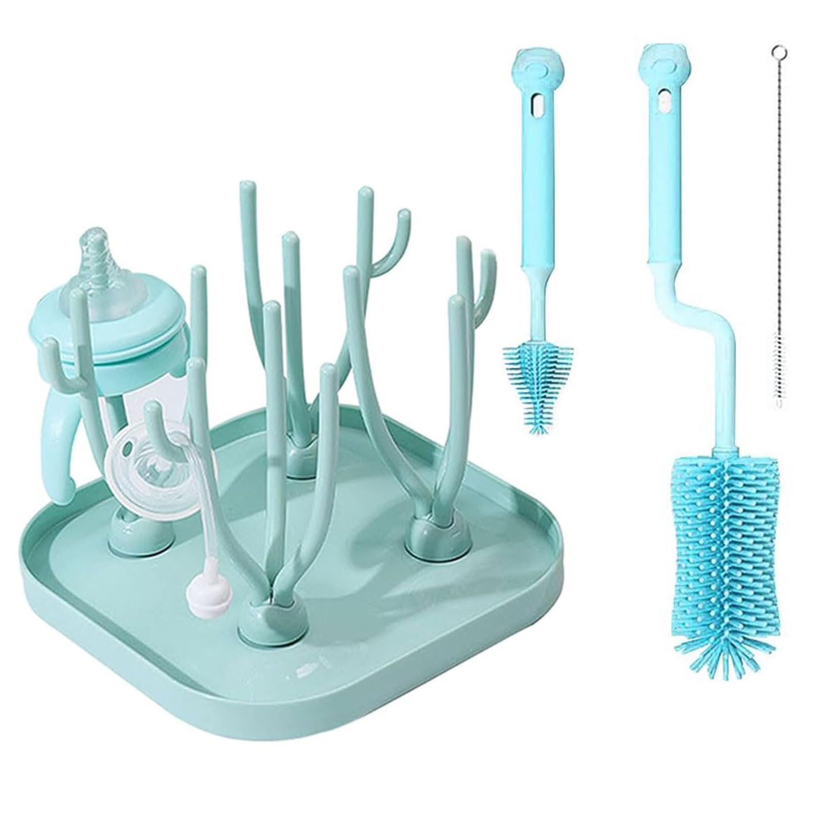 Scolabiberon Con Spazzola Rotante 360°, Grigia Per Asciugatura E Pulizia - Kiuiom - Foto 7