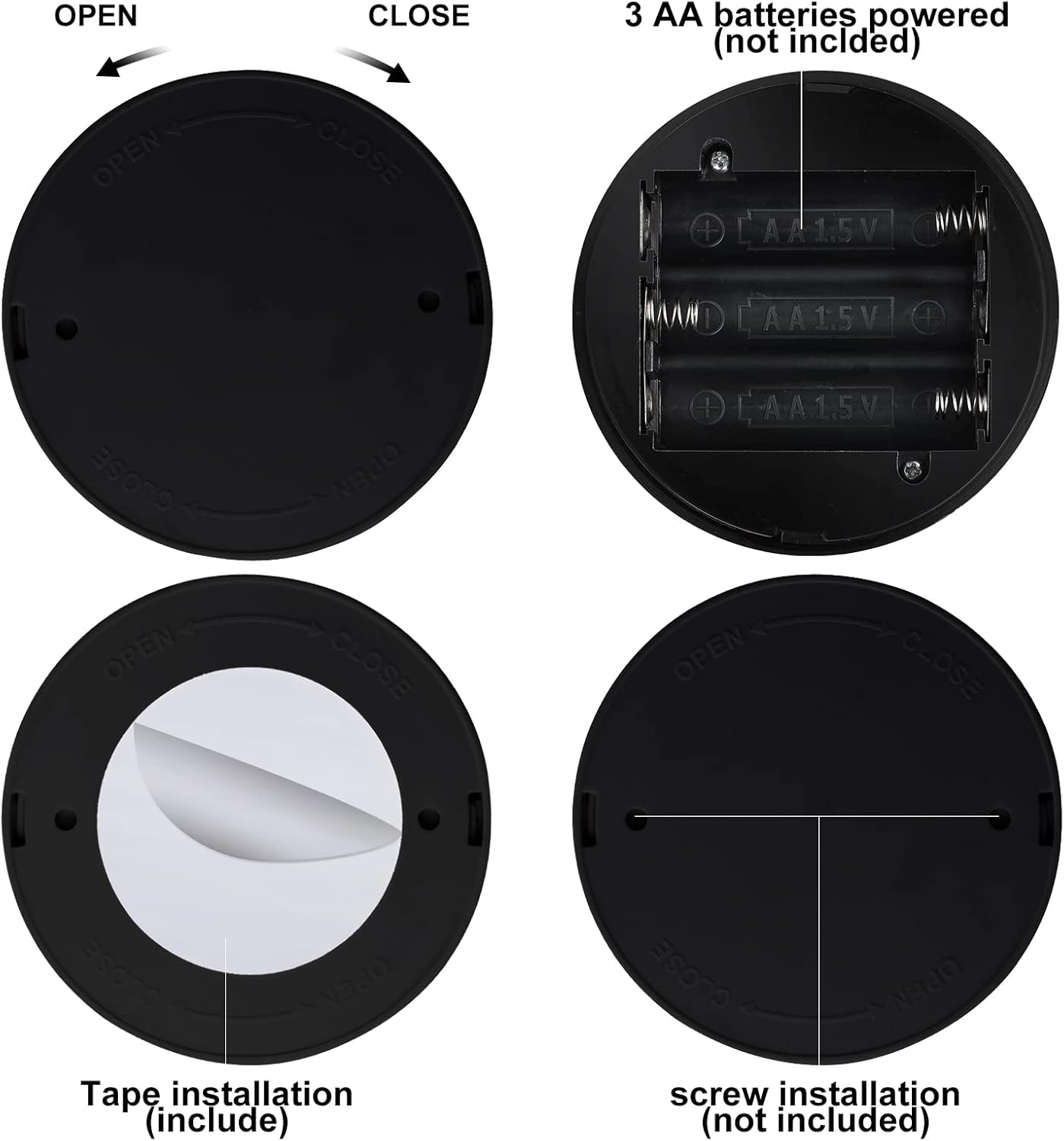 Hortsun 6 Pieces Battery Operated Spotlights Indoor LED Wireless Spotlight Indoor 13 Color up Lights with Rotatable Light Head Stick on Wall Hallway for Painting Picture Artwork Closet (Black)