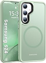 HuwaiH Mobile Phone Case for Samsung Galaxy S24, Compatible with Mag-Safe, 12 ft, Military Grade, Shockproof, Scratch-Resistant Protective Case, Translucent Matte Case for Samsung S24 (Light Green)
