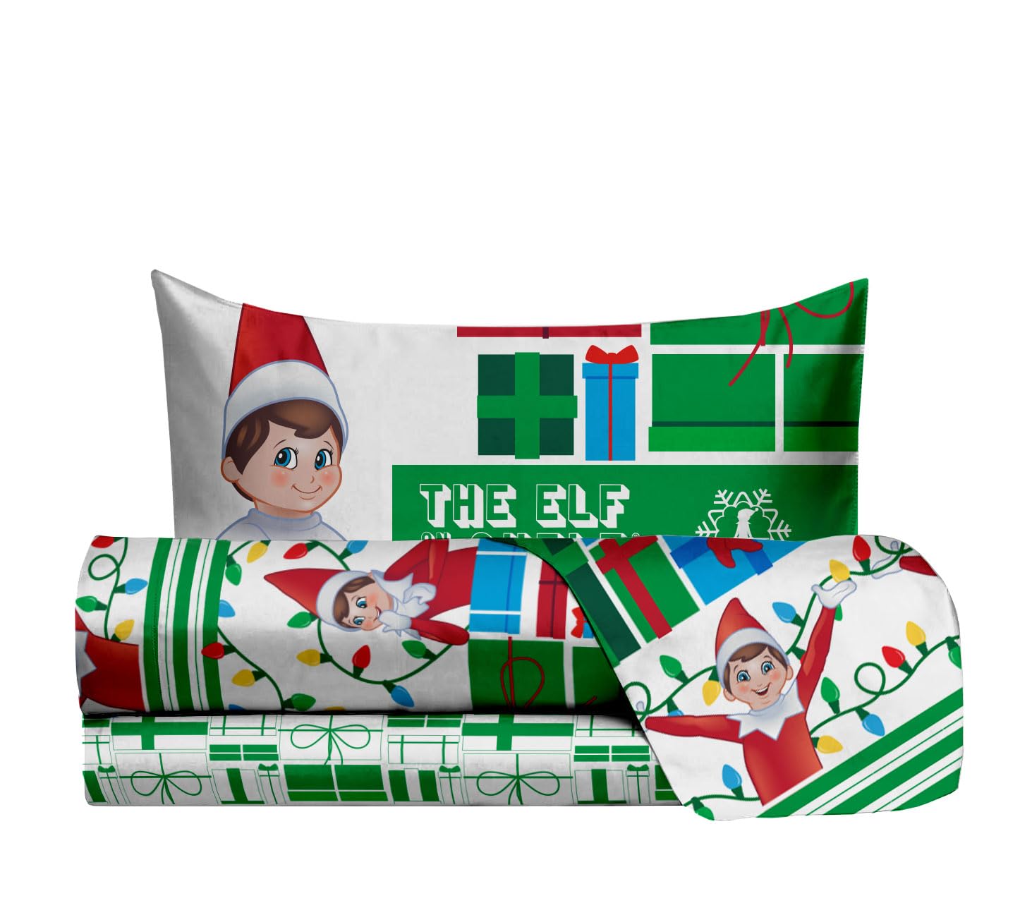 The Elf On The Shelf Single Bed Sheet Set, Single Bed Set, Top Sheet, Fitted Sheet, Pillowcase, 100% Cotton, Christmas - Image 3