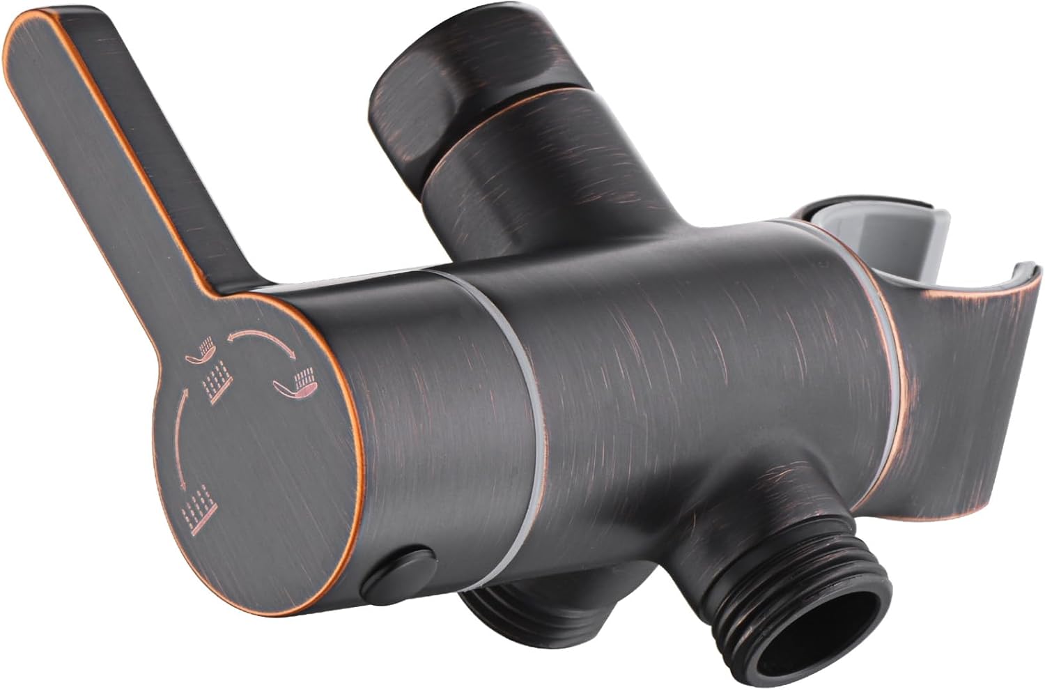3 Way Shower Diverter Valve with Hand Shower Holder, G1/2 Shower Head Splitter, Shower Arm Diverter, Bathroom Universal Shower System Replacement Part (Oil Rubbed Bronze)