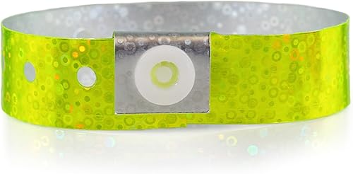 Miniatura 14 de 100 pulseras de plástico holográficas Wristco Aqua para eventos, uso prolongado, color brillante que evita la reutilización, pulseras de grado