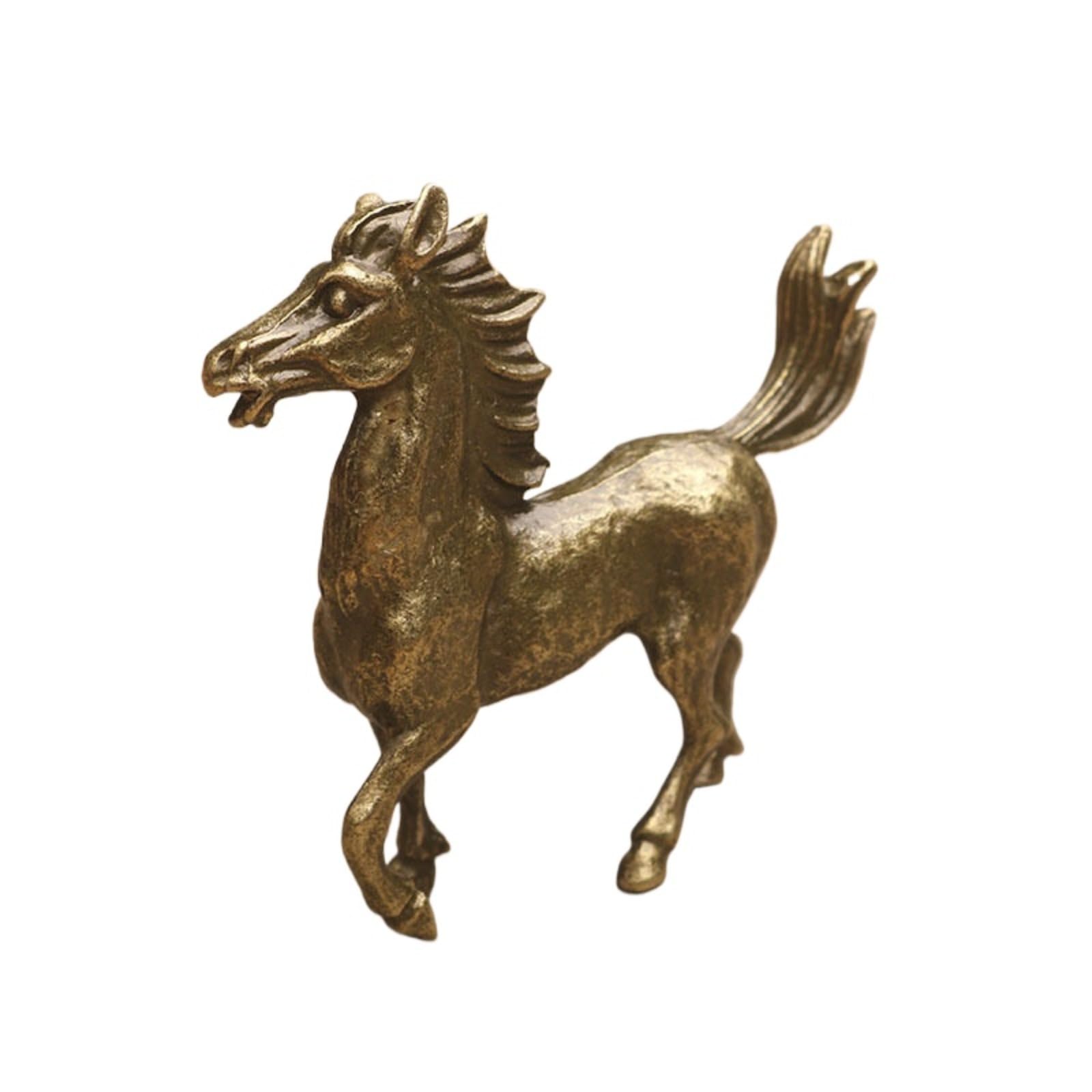 NGDFGR Brass Simulation Horse Figurines,Interesting Zodiac Horse Miniature Statue Sculpture Desktop Ornament Home Bonsai Micro Landscape Decor Accessories