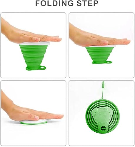 Miniatura 34 de Taza plegable de silicona, tazas plegables para campamento, taza plegable con tapas, taza de café plegable, taza reutilizable (azul) Azul,Azul