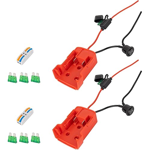 Miniatura 1 de BlueStars RED Power Wheels Adaptador para Milwaukee M18 Power Wheels Kit de conversión de batería con portafusibles y fusibles de cuchilla de 30 A