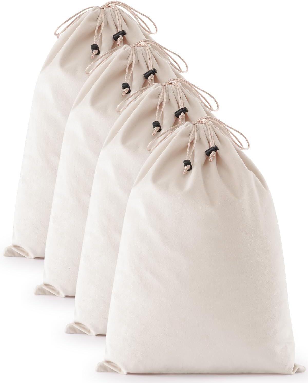 FantasyLife Shoe Bags for Travel, 17.3"x12.6" Washable Dust Bags for Storage & Packing, Flannel Shoe Pouch with Drawstring Closure for Purses, Handbags, Shoes & Toys (4, Beige)