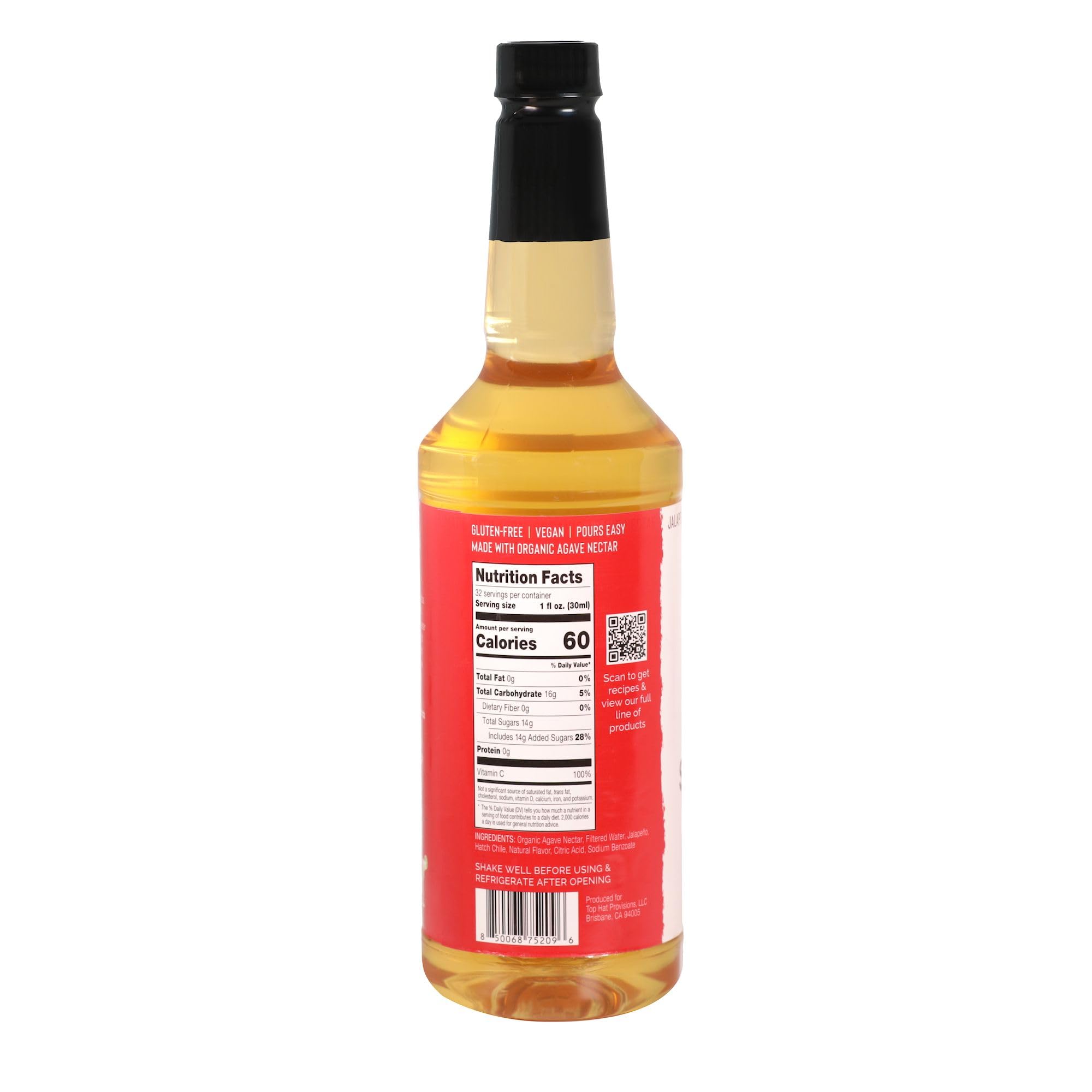 Amazon.com : Top Hat Spicy Agave Nectar - Made with 100% Organic Agave  Nectar, Hatch Chile & Jalapeo - Lower Calorie Hot Agave Syrup Sweetener  for Margaritas, Cocktails, Mocktails, Lemonades, Soda, Coffee,
