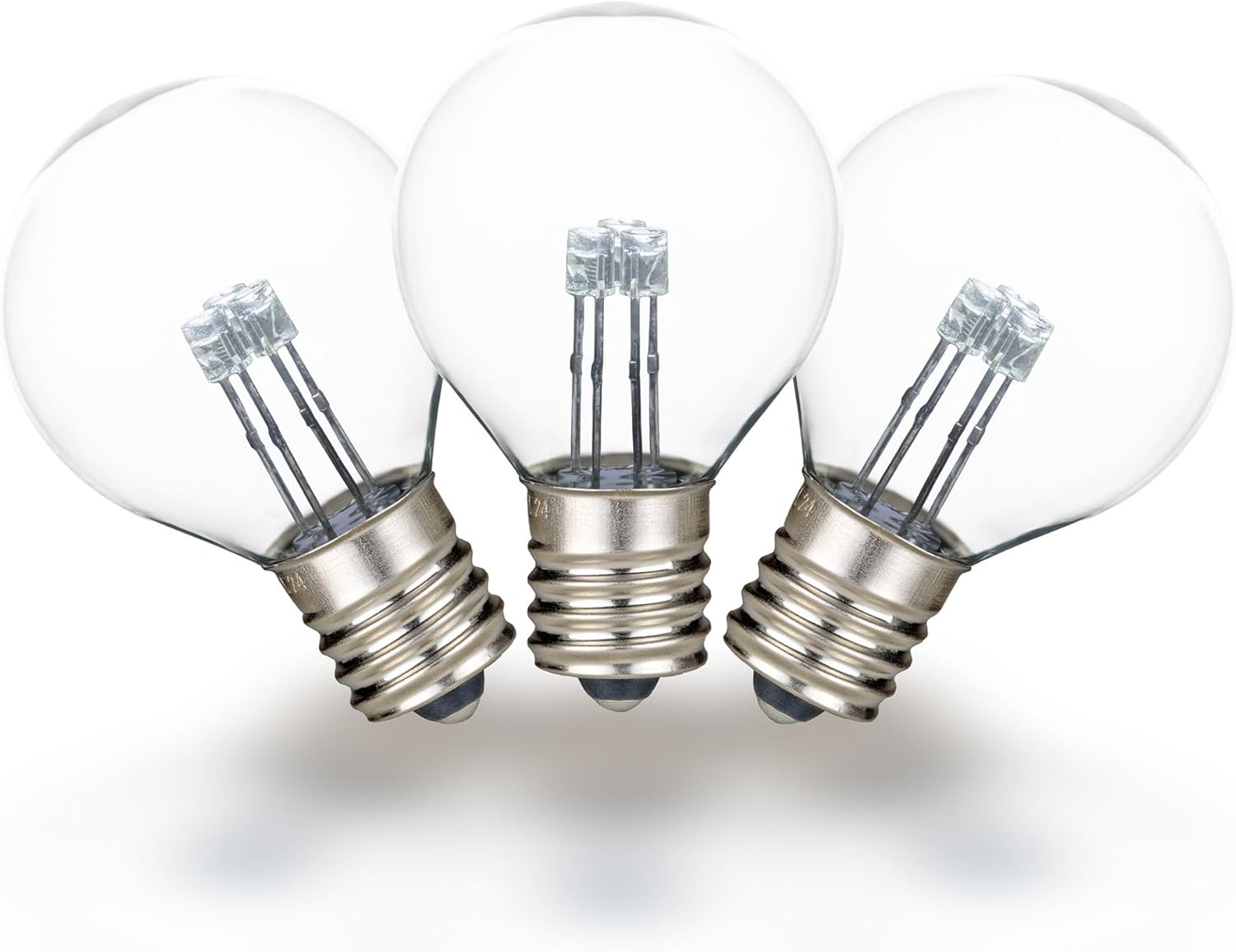 Novelty Lights 25 Pack G30 Glass LED Globe Bulbs, String Light Replacement Bulbs, E12 Candelabra Base, Energy Efficient Outdoor Patio Lighting, Pure White