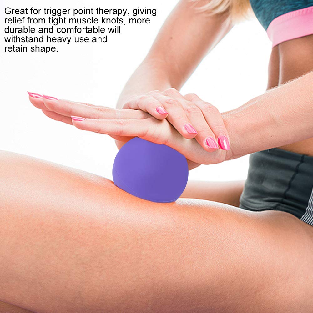 2 bolas de masaje, pelota de yoga de silicona para fitness, pelota de relajación para mano, suela, masaje, bolas masajeadoras de punto de activación para yoga (morado)