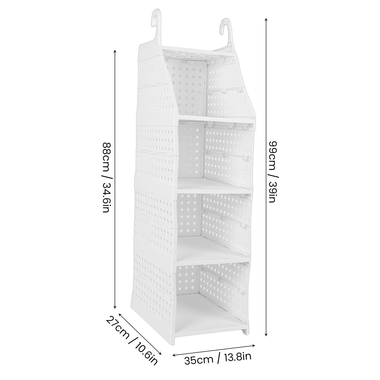 Organizador colgante para armario, cesta de almacenamiento plegable de gran capacidad para dormitorio, lavandería, dormitorio (4 Layers)
