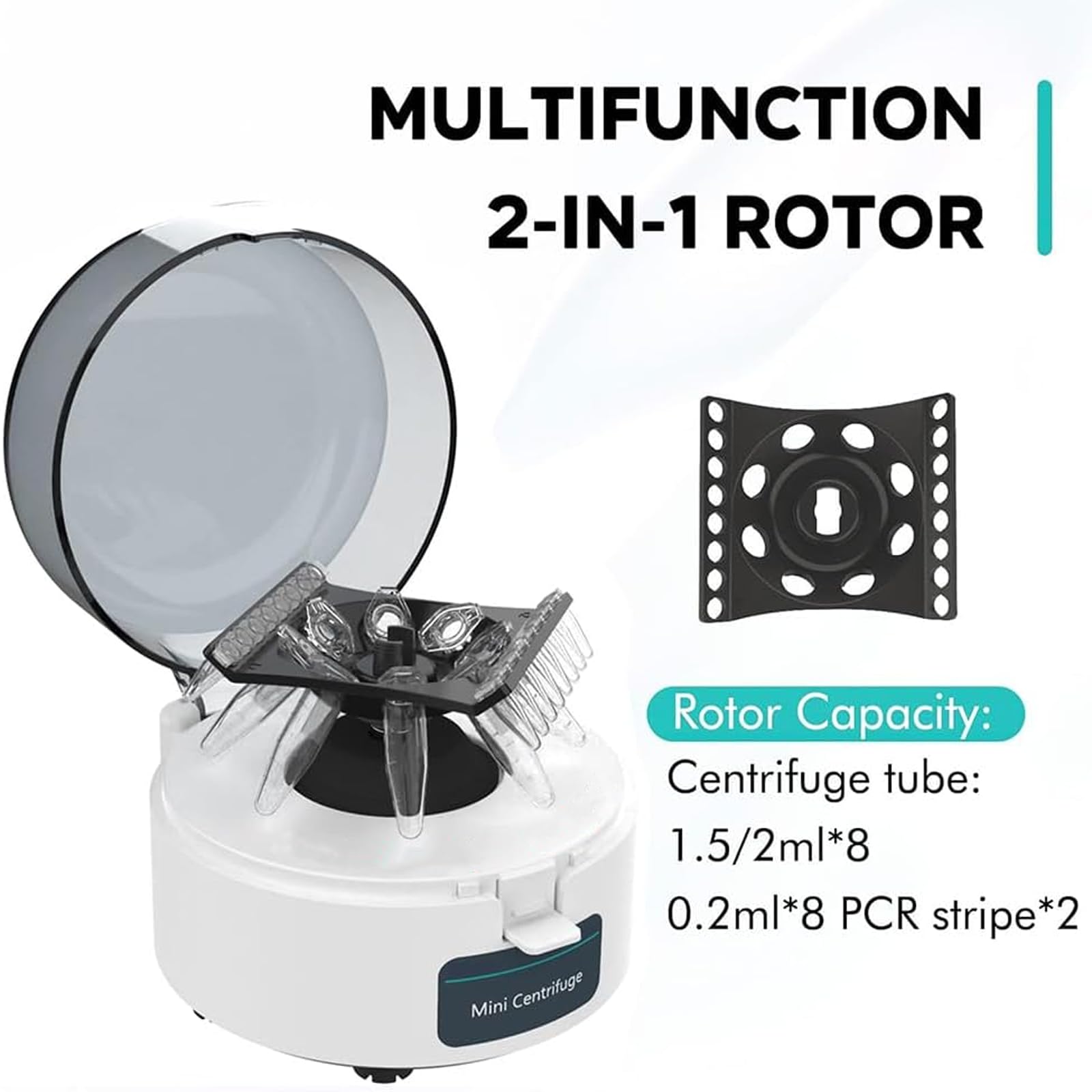 Minicentrífuga De Laboratorio Para Tubo De Centrífuga De 0,2ml O 2ml, 980xg / 3013xg, Inicio Con Tapa Cerrada/Parada Con Tapa Abierta,4000RPM