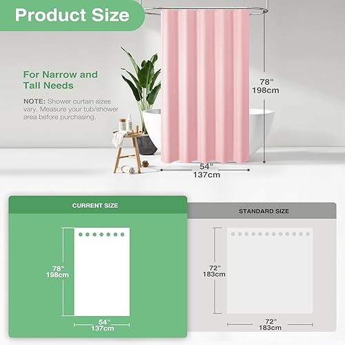 Vista 99 de Dynamene Cortina de ducha larga de tela negra – Cortinas de ducha de tela alta y resistente con textura de gofre, juego de cortina de baño de lujo