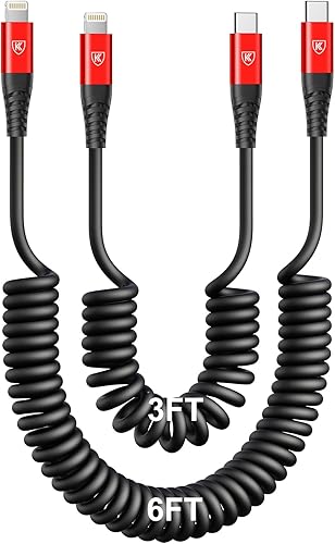 Cable USB tipo C a Lightning 3 pies6 pies, paquete de 2 cables de carga rápida para iPhone certificado Apple MFi, cable corto USBC para iPhone