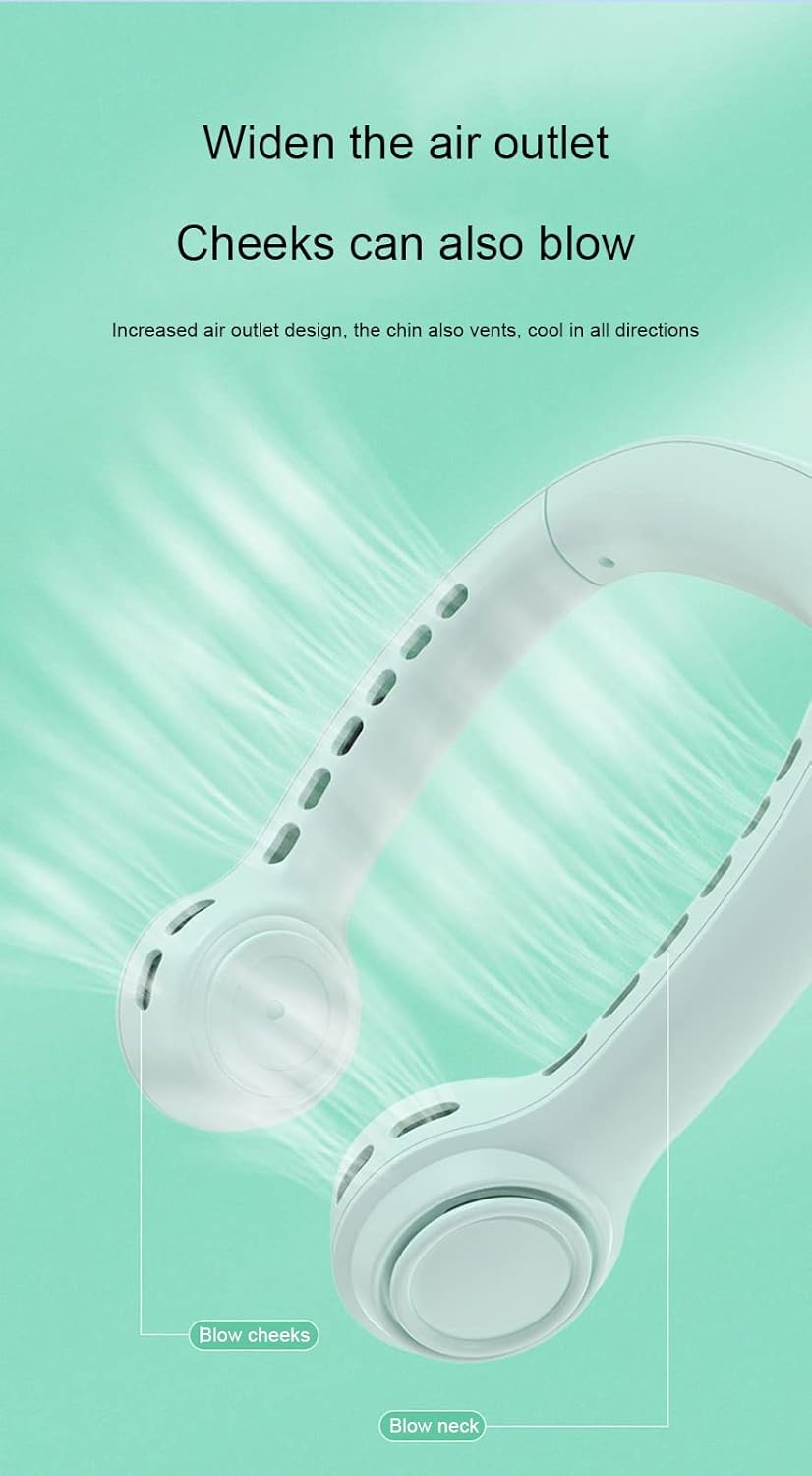 Portable Neck Fan,Hands Free Bladeless Fan,Cooling Personal Fan,Smart Digital Display, 6000 Mah Battery Operated, 4 Speed Neck Cooler for Women Men,Green
