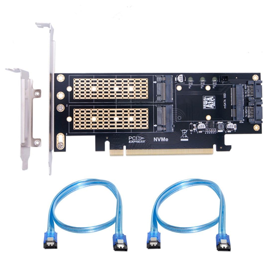 chenyang Adaptador de tarjeta de expansión 3 en 1 M.2 NVME/NGFF/mSATA SSD a PCIe 3.0/4.0 X16 Motherboard SSD