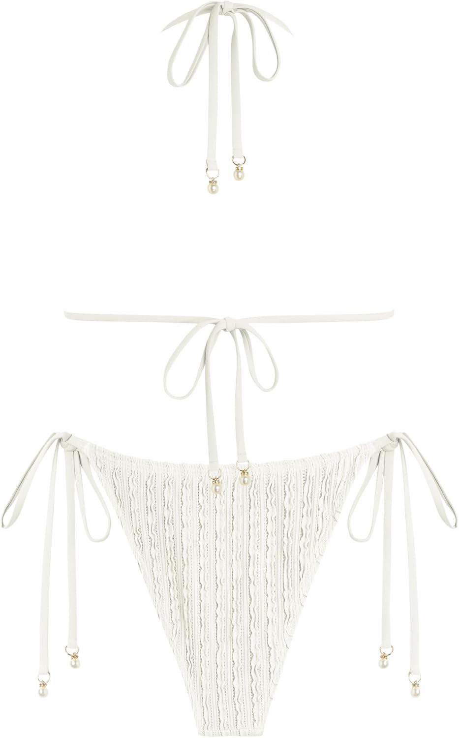 ZAFUL Textured Halter Bikini for Women 2 Piece Triangle Bikini Sets Sexy High Cut Bathing Suit Side Tie Swimsuits - Image 4