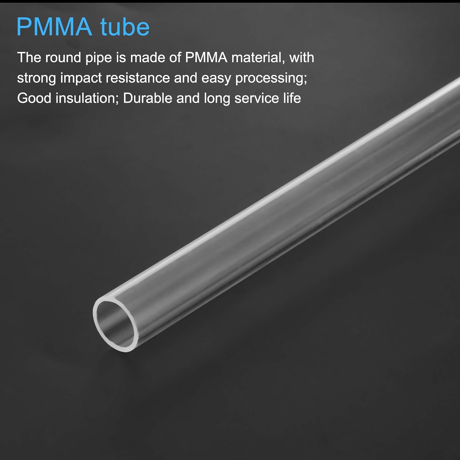 MECCANIXITY Acrylic Pipe Clear Rigid Round Tube 10mm(3/8 inch) ID 12mm(1/2 inch) OD 14" for Lamps and Lanterns, Water Cooling System
