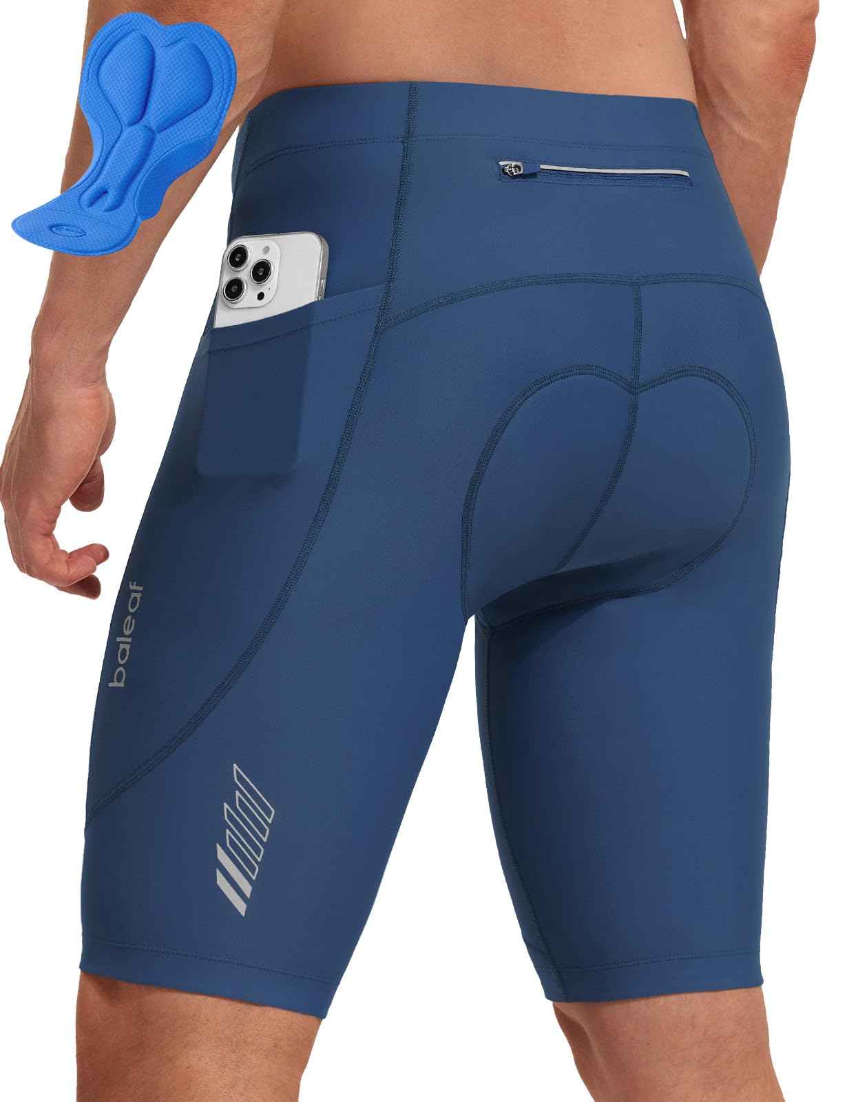 baleaf Short Homme Cycliste 25cm Culotte Silicone Cuissard VTT Velo Moto Poches Rembourré