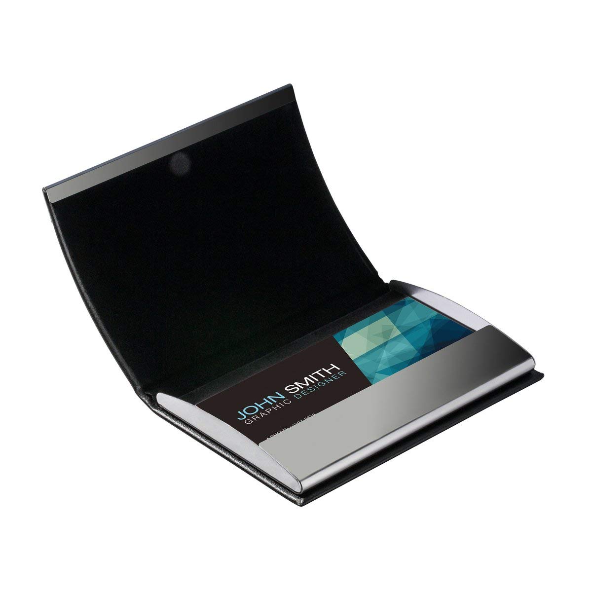 polar-effekt Porta biglietti da visita con incisione di compleanno, in acciaio inox e pelle, con chiusura magnetica, per carte di credito, regalo di compleanno, Nero , Moderno